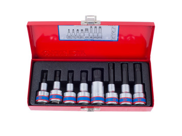 Набор торцевых насадок 1/2&quot, SPLINE, M5-M16, L = 80 мм, 8 предметов KING TONY 4128PR