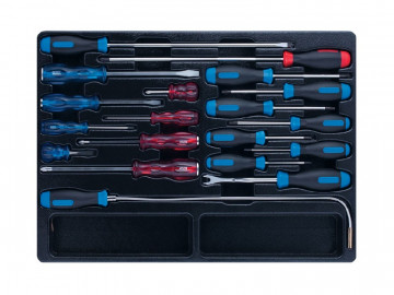 Набор отверток, съемник клипс и гибкий магнит, ложемент, 19 предметов KING TONY 9-31919MR