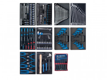 Набор инструментов для тележки, 10 ложементов, 173 предмета KING TONY 932-000MRD-MT