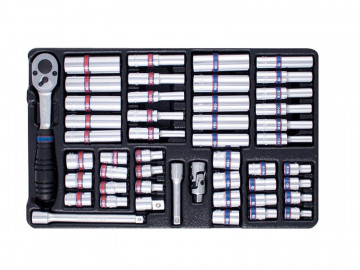 Набор торцевых головок 1/4&quot с принадлежностями, ложемент, 48 предметов KING TONY 9-2548CR