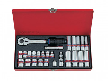 Набор торцевых головок с принадлежностями 3/8&quot, двенадцатигранные, 1/4&quot-13/16&quot, 26 предметов KING TONY 3027SR