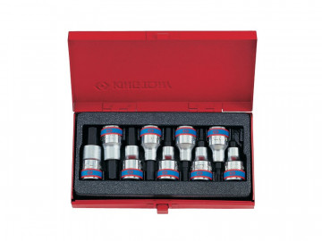 Набор торцевых насадок 1/2&quot, HEX, 3-14 мм, L = 60 мм, 9 предметов KING TONY 4110PR