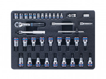 Набор торцевых головок 1/4&quot с принадлежностями, торцевые насадки HEX и TORX, ложемент, 37 предметов KING TONY 9-7537MR