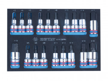 Набор торцевых насадок HEX и SPLINE, ложемент, 19 предметов KING TONY 9-4129PRV