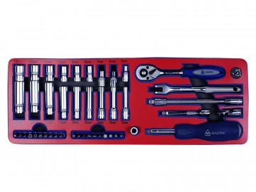 Набор торцевых головок 1/4 с принадлежностями, ложемент, 45 предметов МАСТАК 5-002045