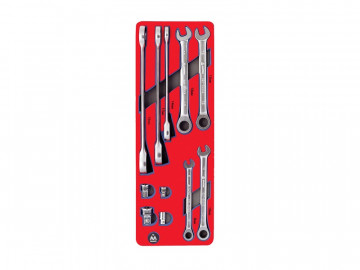 Набор комбинированных ключей с трещоткой, ложемент, 11 предметов МАСТАК 5-21311