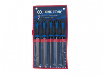 Набор напильников 200 мм, двухкомпонентные рукоятки, 5 предметов KING TONY 1005GQ