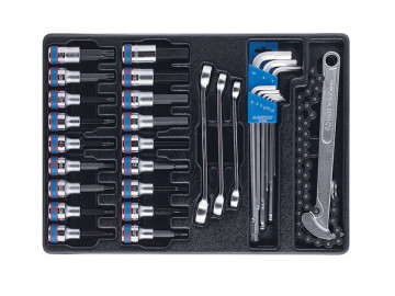 Набор торцевых насадок, шестигранники Г-образные и разрезные ключи, ложемент, 31 предмет KING TONY 9-90131MR