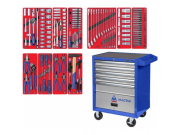 Набор инструментов СТАНДАРТ в синей тележке, 186 предметов МАСТАК 52-05186B