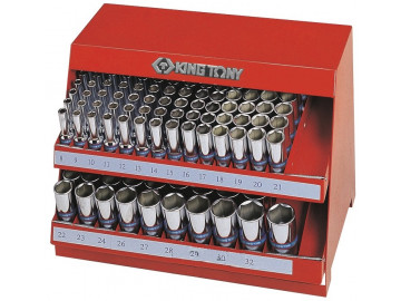 Стенд с глубокими торцевыми головками 1/2&quot, 8-32 мм, серия 4235M, 165 пр. KING TONY 4566MR
