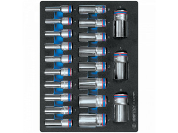 Набор глубоких торцевых головок 1/2, двен-е 8-36 мм, ложемент, 21 пр. KING TONY 9-4221MRV