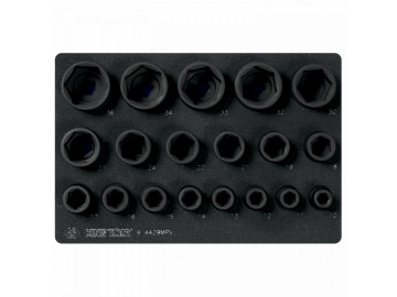 Набор ударных торцевых головок 1/2, шестигранные, 10-36 мм, ложемент, 19 пр. KING TONY 9-4429MPV