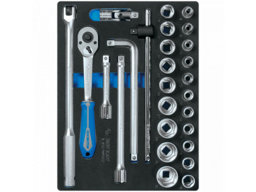 Набор торцевых головок 1/2 с принадлежностями, ложемент, 27 пр. KING TONY