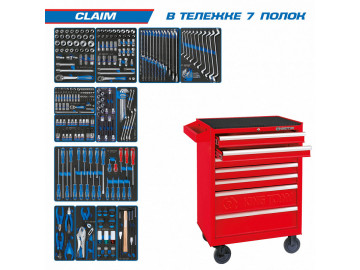 KING TONY Набор инструментов CLAIM в красной тележке, 286 пр.934-286MRV