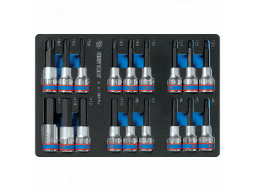 KING TONY Набор торцевых насадок 1/2, TORX, HEX, ложемент, 18 пр.9-4138PRV