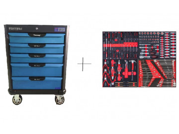 Тележка с 5 ящиками+ПОДАРОК инструмент 157 предметов KRW-TTB+SET157 KraftWell